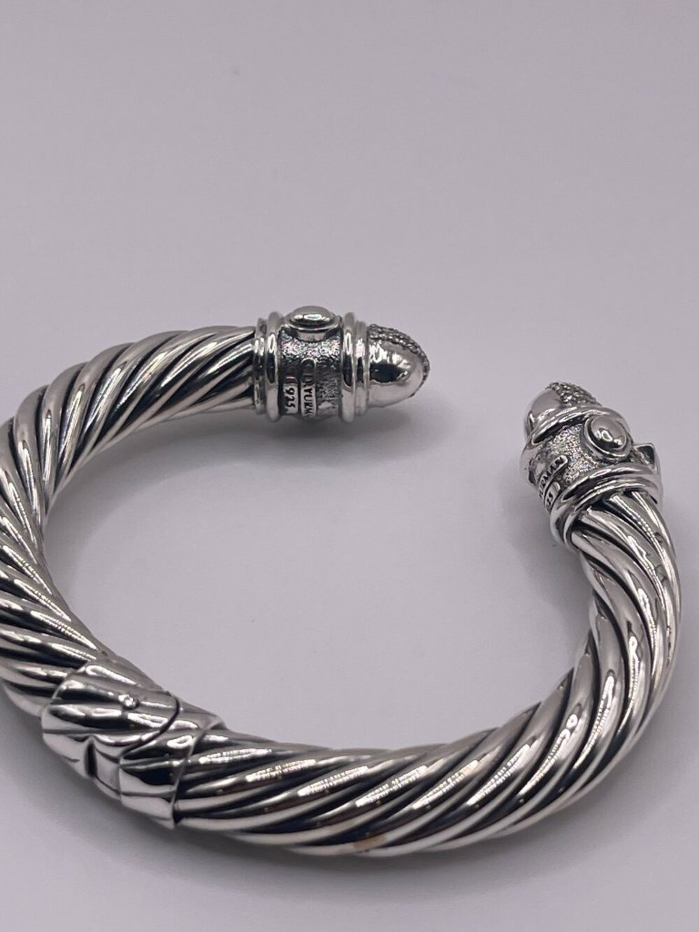 David Yurman 925 Silver Diamond Renaissance Cuff Bracelet - Picture 8 of 9